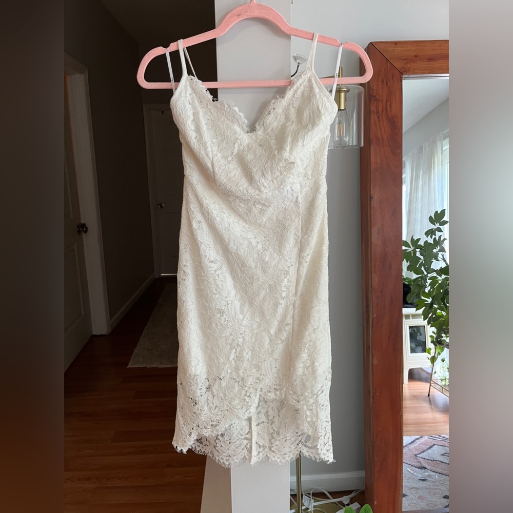 Lulu's White Lace Mini Dress - Picture 4 of 9